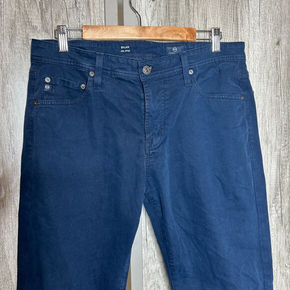 AG Adriano Goldschmied Mens Dylan Jeans Indigo 33x27 (Tag 33 x 34) Slim Straight - Picture 5 of 6